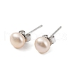 Mother's Day Jewellery Natural Pearl Round Bead Stud Earrings EJEW-E298-01B-02P-1