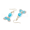 Fishtail 304 Stainless Steel Glass Dangle Earrings EJEW-MZ00458-05-3