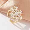 Brass Open Cuff Rings for Women RJEW-M064-01G-1