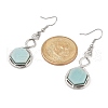 Hexagon Natural Flower Amazonite Dangle Earrings EJEW-K298-01P-13-5