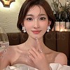 Snowflake with Round Alloy Crystal Rhinestone Dangle Stud Earrings FS-WGD1A25-01-4