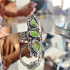 Teardrop & Oval Bohemian Style Zinc Alloy with Resin Imitation Moonstone/Rhinestone Finger Rings FS-WGFB6C4-07-1