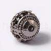 Round with Flower Tibetan Style Alloy Hollow Beads TIBEB-AD-45909-AS-2