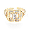 Cubic Zirconia Snowflake Open Cuff Ring RJEW-N035-136-2