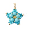 Synthetic Turquoise Star Pendants PALLOY-JF03116-02-1