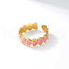 Stainless Steel Enamel Cute Sweet Delicate Heart Cuff Ring for Daily Romantic Gift MP6102-5