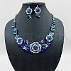 Flower Alloy Rhinestone Pendant Necklaces & Stud Dangle Earrings Sets FS-WGF8947-02-1