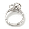 Heart with Letter Rack Plating Brass Micro Pave Cubic Zirconia Adjustable Rings for Women RJEW-I105-06P-A-3