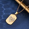 201 Stainless Steel Crystal Rhinestone Pendant Necklaces for Women NJEW-F335-01G-02-5