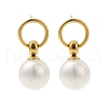 304 Stainless Steel Shell Pearl Round Stud Earrings for Women EJEW-U020-30G-01-1