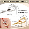 SUNNYCLUE 60Pcs 2 Colors 304 Stainless Steel Screw Eye Pin Peg Bails STAS-SC0007-91-2