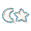 2Pcs Moon & Star Alloy with Synthetic Turquoise Hollow Hair Barrettes PHAR-JH00105-01-1