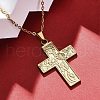 Flower Cross 304 Stainless Steel Pendant Necklaces NJEW-M096-35G-4