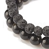 2Pcs 2 Style Natural Golden Sheen Obsidian & Lava Rock Stretch Bracelets Set BJEW-JB08193-01-6