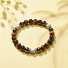 Natural Gemstone & Lava Rock & Howlite & Synthetic Hematite Round Beaded Stretch Bracelet BJEW-JB08180-5