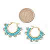 304 Stainless Steel Glass Seed Beads Hoop Earrings EJEW-MZ00337-02-3