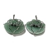 Natural Green Aventurine Copper Wire Wrapped Pendants G-K338-06P-06-1