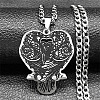 304 Stainless Steel Black Enamel Double Raven Pendant Necklaces NJEW-H065-09P-1