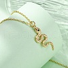 Brass Micro Pave Clear Cubic Zirconia Snake Pendant Necklaces NJEW-S438-02C-G-3