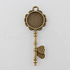 Tibetan Style Antique Bronze Alloy Key Pendant Cabochon Settings TIBEP-M022-03AB-NF-1