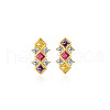 Rhombus 925 Sterling Silver Pave Colourful Cubic Zirconia Stud Earrings WGF0FD8-04-2
