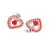 Alloy Glass Stud Earrings EJEW-MZ00372-01-4