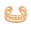 Ion Plating(IP) 304 Stainless Steel Triple Line Open Cuff Ring for Women RJEW-C025-07G-2