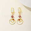 Fashionable Brass Heart with Evil Eye Tassels Hoop Earrings VN7480-3