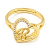 Heart with Letter Rack Plating Brass Micro Pave Cubic Zirconia Adjustable Rings for Women RJEW-I105-06G-R-2