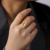 Heart with Sailor's Knot 304 Stainless Steel Hollow Open Cuff Ring for Women RJEW-E073-02G-4