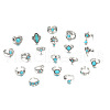 20Pcs Bohemian Style Alloy with Resin Cuff Rings FS-WG5AD72-01-5