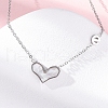 304 Stainless Steel Pave Natural White Shell Heart Pendant Necklaces for Women NJEW-U032-09P-01-2