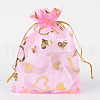 Heart Printed Organza Bags OP-R022-10x12-02-1