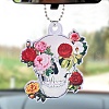 Skull with Flower Acrylic Pendant Decoration RJEW-E007-03P-08-1