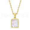 Shell Rectangle Pendant Initial Necklaces PW-WGEBFCF-20-1