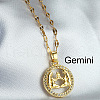 Twelve Constellation Alloy Crystal Rhinestone Pendant Necklaces for Women WG8B703-05-1