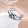 Brass Micro Pave Clear Cubic Zirconia Cuff Rings for Women RJEW-C118-01P-1