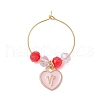 Heart with Twelve Constellations Alloy Enamel Wine Glass Charms AJEW-JO00227-4