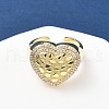Heart Brass Micro Pave Cubic Zirconia Cuff Rings for Women RJEW-A069-08G-2