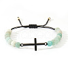 Natural Amazonite Round Bead Braided Bead Bracelets FL7803-3-1