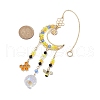 Glass Beads Wire Wrapped Brass Moon Hanging Ornaments HJEW-TA00214-3