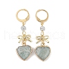 Natural Mixed Gemstone Heart & Bowknot Drop Earrings EJEW-JE05388-8