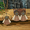 Alloy & Wood Tassel Pendant Necklace & Dangle Earring FS-WGEEC72-05-1