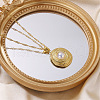 Flat Round 304 Stainless Steel Pave Plastic Imitation Pearl Pendant Necklaces for Women FS-WGC8F05-01-1