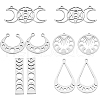 CREATCABIN 10Pcs 5 Style 201 Stainless Steel Laser Cut Pendants STAS-CN0001-23P-1