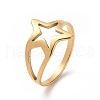 Ion Plating(IP) 201 Stainless Steel Star Finger Ring RJEW-J051-21G-1