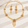 Luxury Middle Eastern Alloy Flower Tassel Earrings & Necklaces Sets for Wedding IE5222-5
