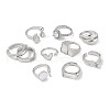 10Pcs 10 Styles Brass Adjustable Rings & Open Cuff Rings Set RJEW-A039-02P-2