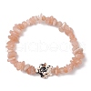 Natural Peach Moonstone Chips Beads Stretch Bracelets BJEW-JB11245-03-2