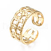 304 Stainless Steel Star Open Cuff Ring RJEW-T023-03G-3